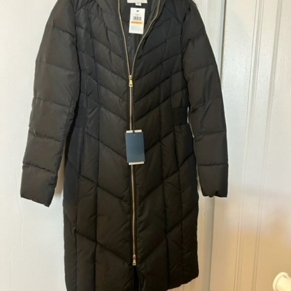 BRAND NEW! Cole Haan Faux Fur-Trim Down Puffer Coat - Blk - Medium - NWT - Picture 4 of 6